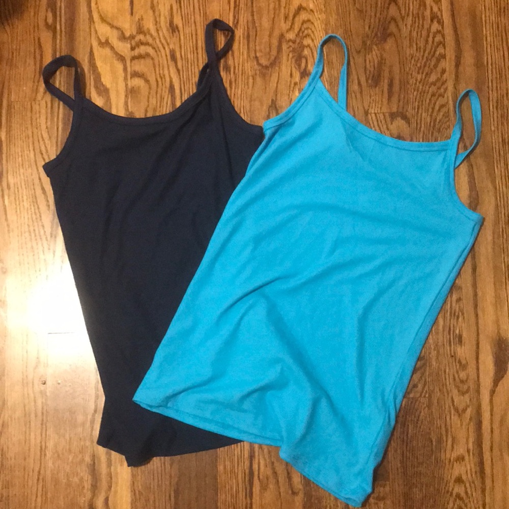 two ribbed tank tops.